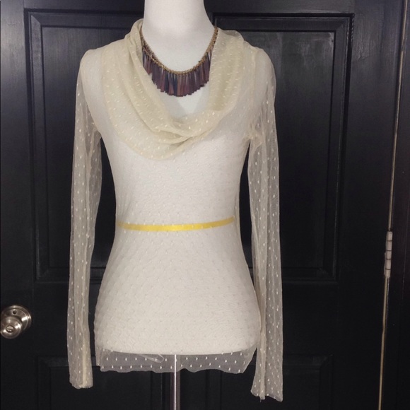 Daytrip Tops - Daytrip SHEER cream top delicate cowl neck